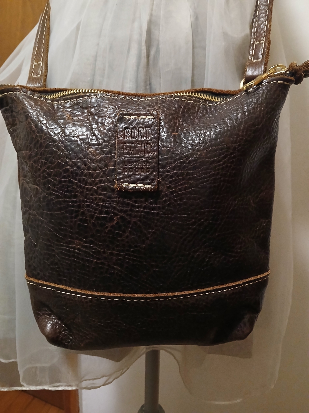 Port Leather Dark Brown Crossbody Bag for Women